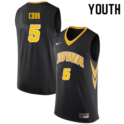Youth #5 Tyler Cook Iowa Hawkeyes College Basketball Jerseys Sale-Black
